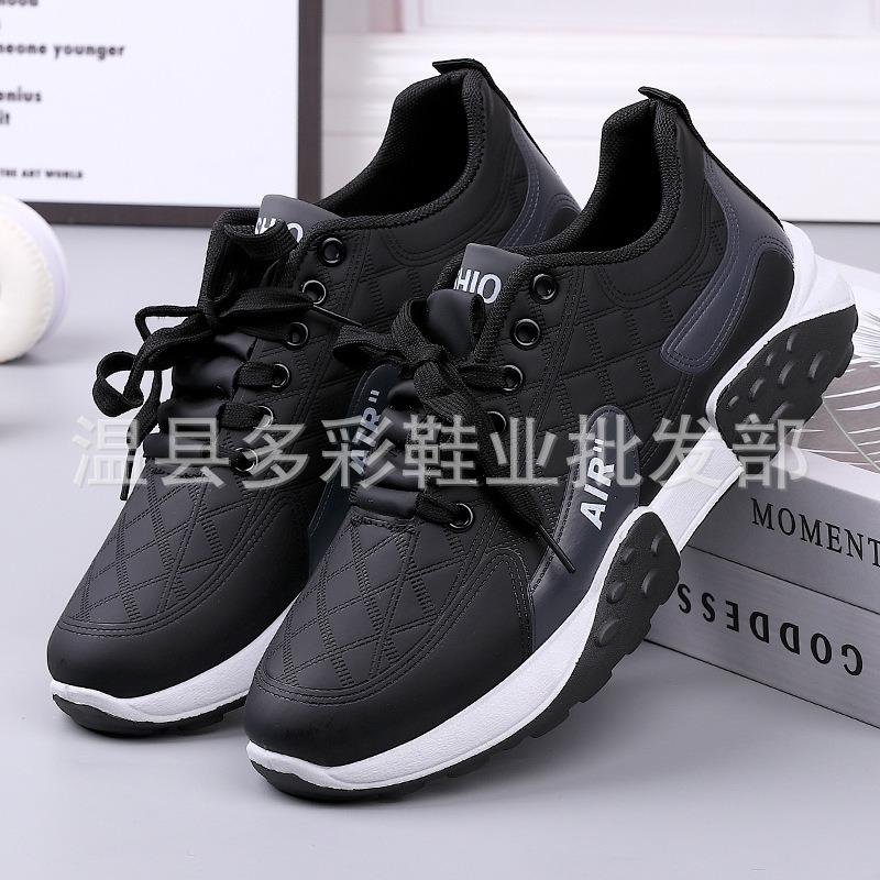 Nouvelles chaussures en cuir pour hommes printemps et automne chaussures de sport décontractées de course légères chaussures de course à plateforme décontractées