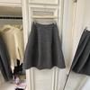 Women's Woolen Floral Bud A-line Skirt - Petite High Waist, Thickened for Autumn/Winter, Slim Umbrella Design