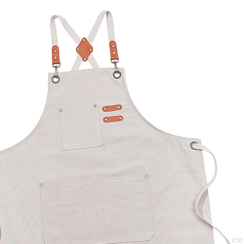 Canvas Apron Bib Cross Back Water Resistant for Men with Pockets Chef Kitchen