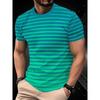 Summer Fashionable Colorful Striped Round Neck Short Sleeved T-Shirts Personalized Soft Comfortable Loose Breathable Sports Mens T-Shirts