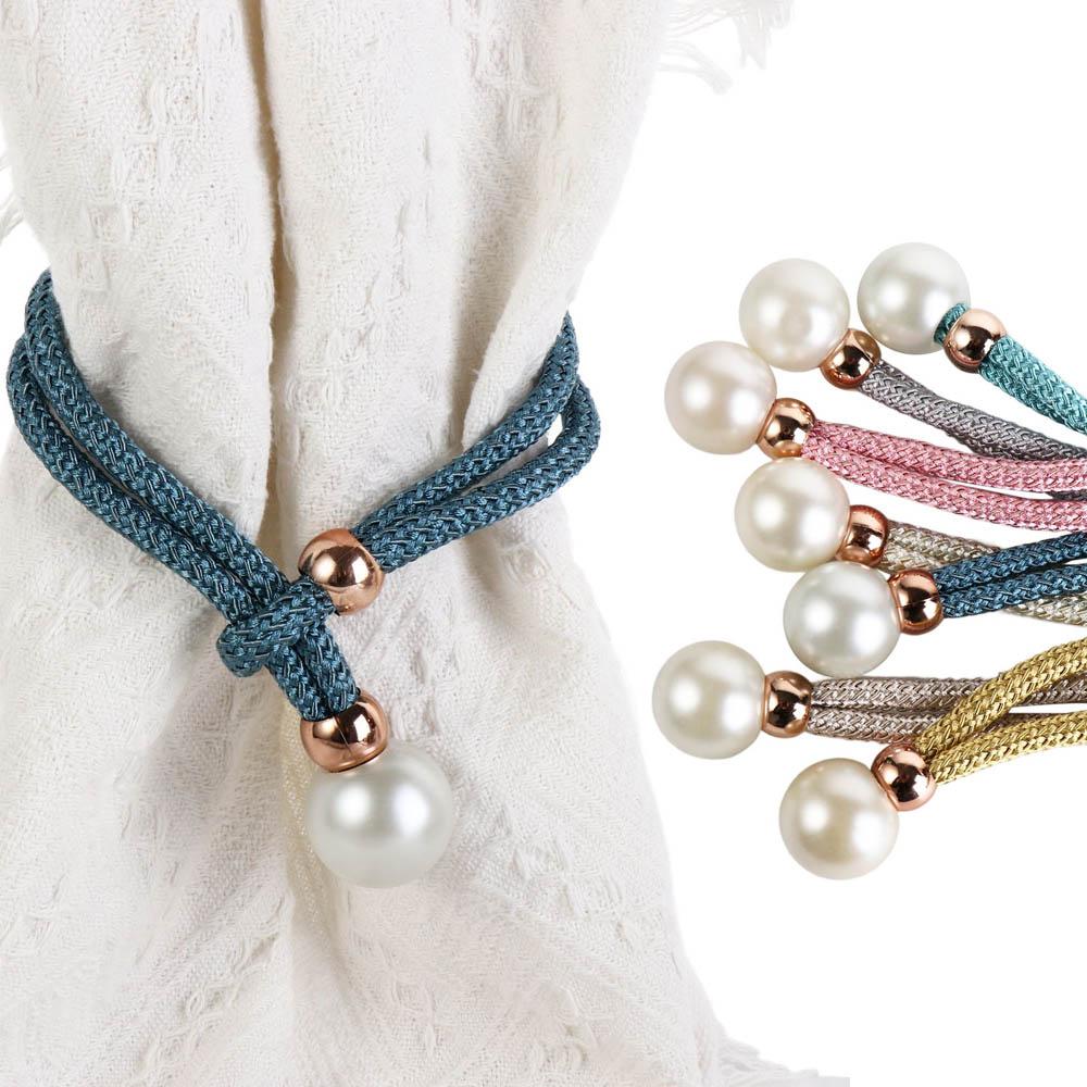 Polyester Pearl Curtain Tieback Adjustable Curtains Tie Rope Pearl Curtain Buckle Decoration
