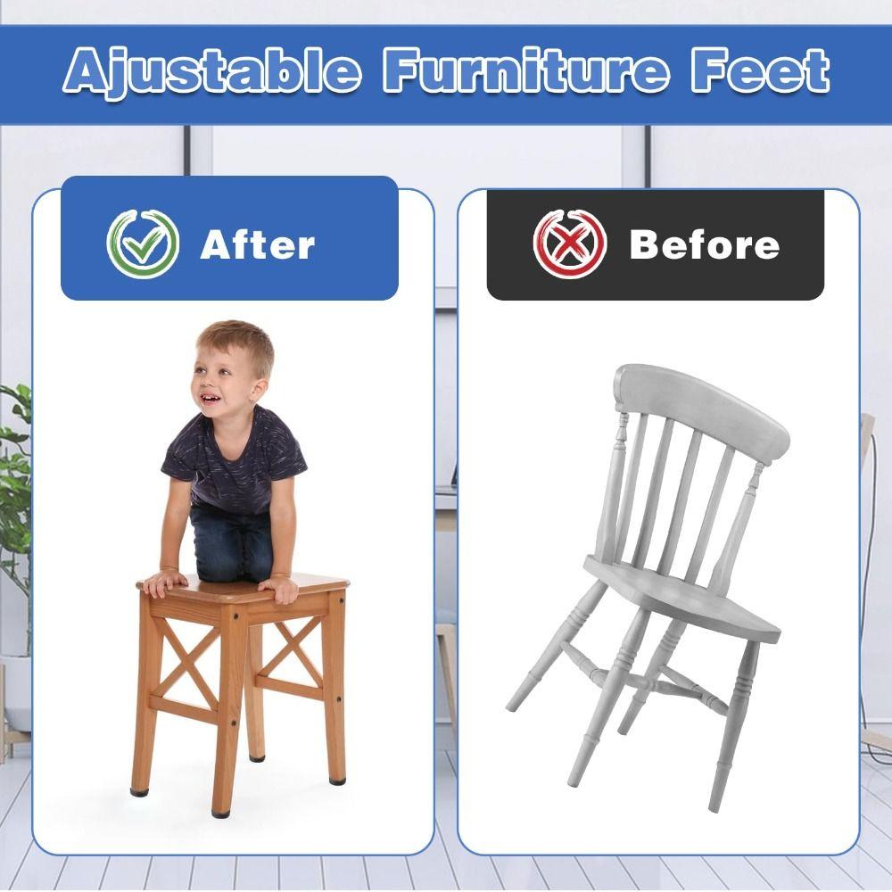 12/24Pcs 1/4" Furniture Leveling Feet Simple Table Chair Leg Levelers Feet  Cupboard