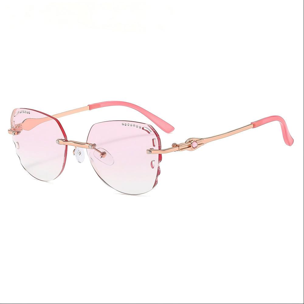 Stylish Rimless Diamond Anti Blue Light Reading Glasses Outdoor Traveling High Quality Comfortable Women's Presbyopia Eyewear