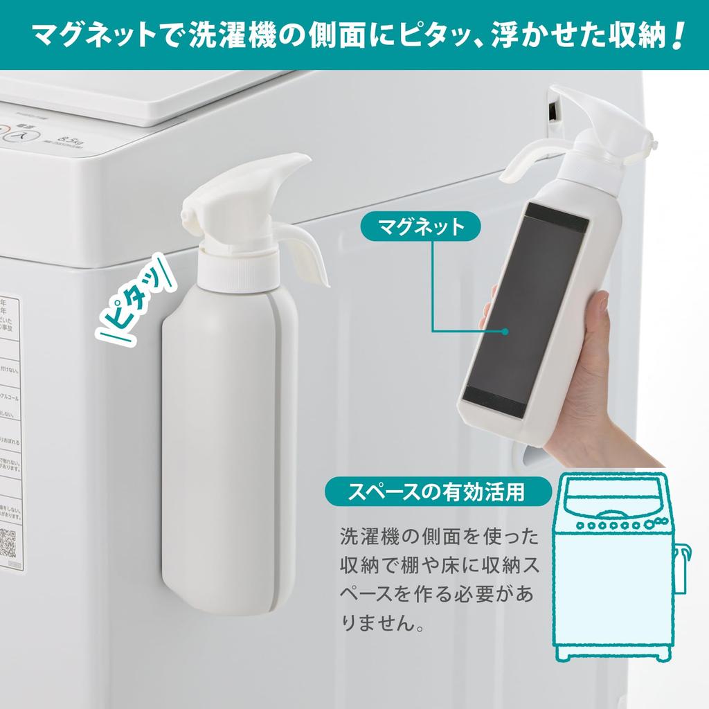 Richell Hover Magnetic Liquid Detergent Bottle White 1 Piece Floating Storage Capacity: 500ml One Push Capacity: Approx. 5g (5mL)