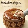 Fillable Round Ottoman Stool Vintage Style Storage Ottoman Pouf Footstool Cover  Entryway Seating