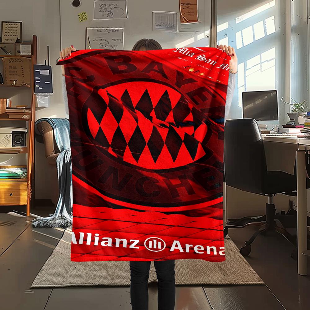1 szt. Koc flanelowy z nadrukiem FC Bayern Monachium, Wysoka jakość, Na wszystkie pory roku, Wystrój domu, Ciepło i komfort, Idealny na prezenty świąteczne