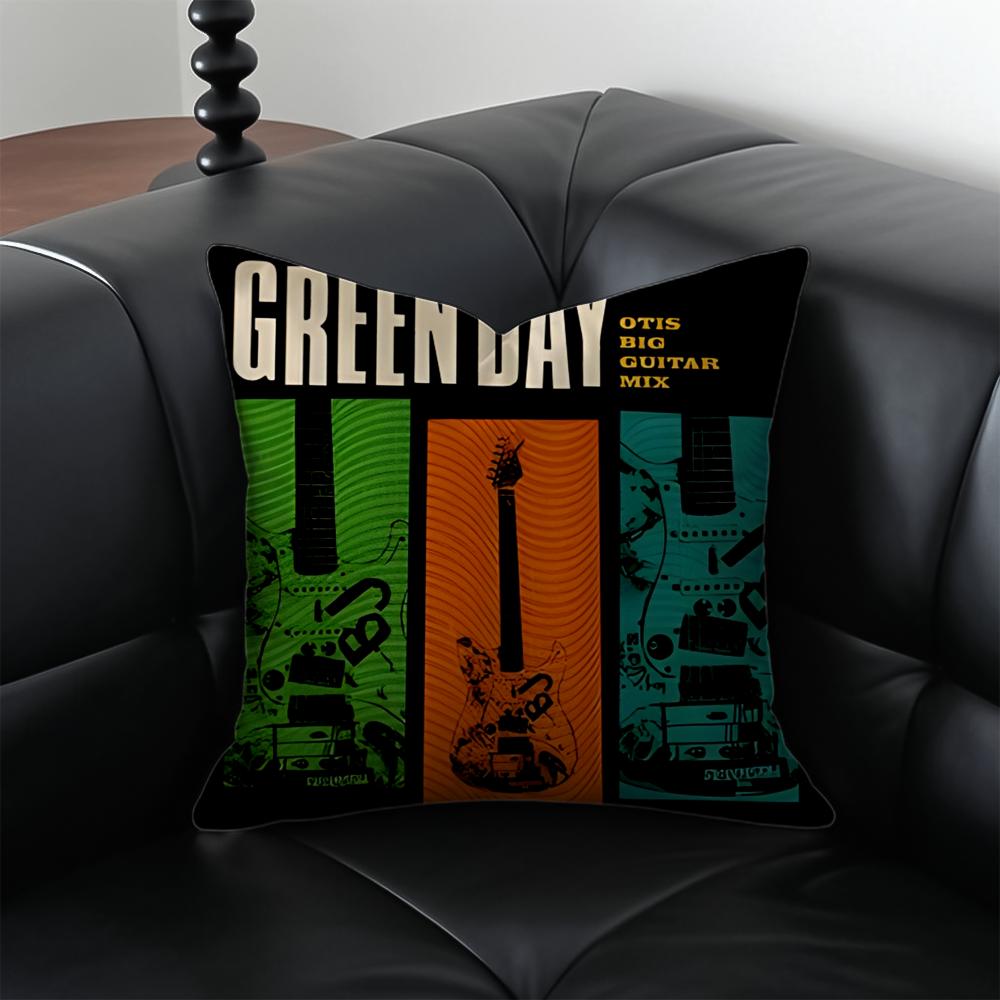 

GGreen DDay Band Album Cushion Cover Pillow Case Antidustmite Invisible zipper silky plush cushion 30X30cm