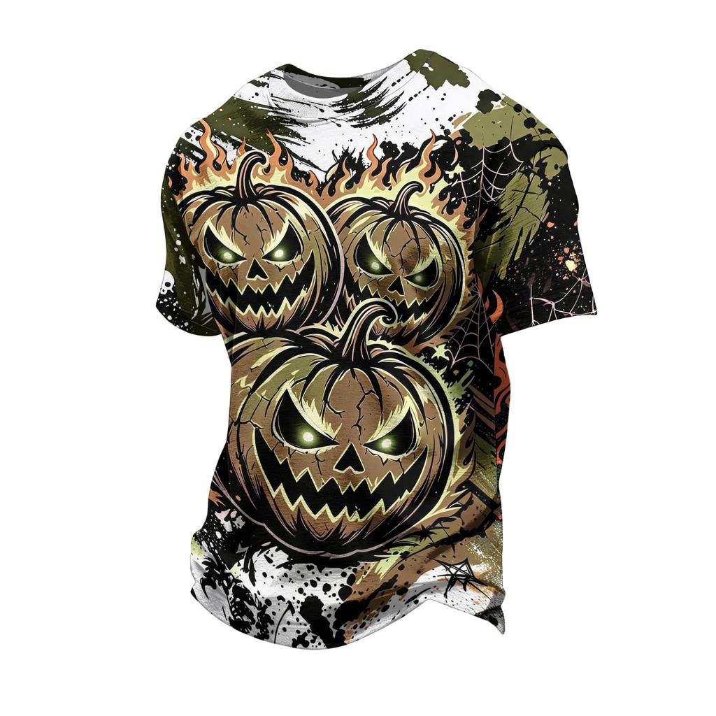 Men's Halloween Short Sleeve T-Shirt Casual Round Neck Top for Holiday Celebration