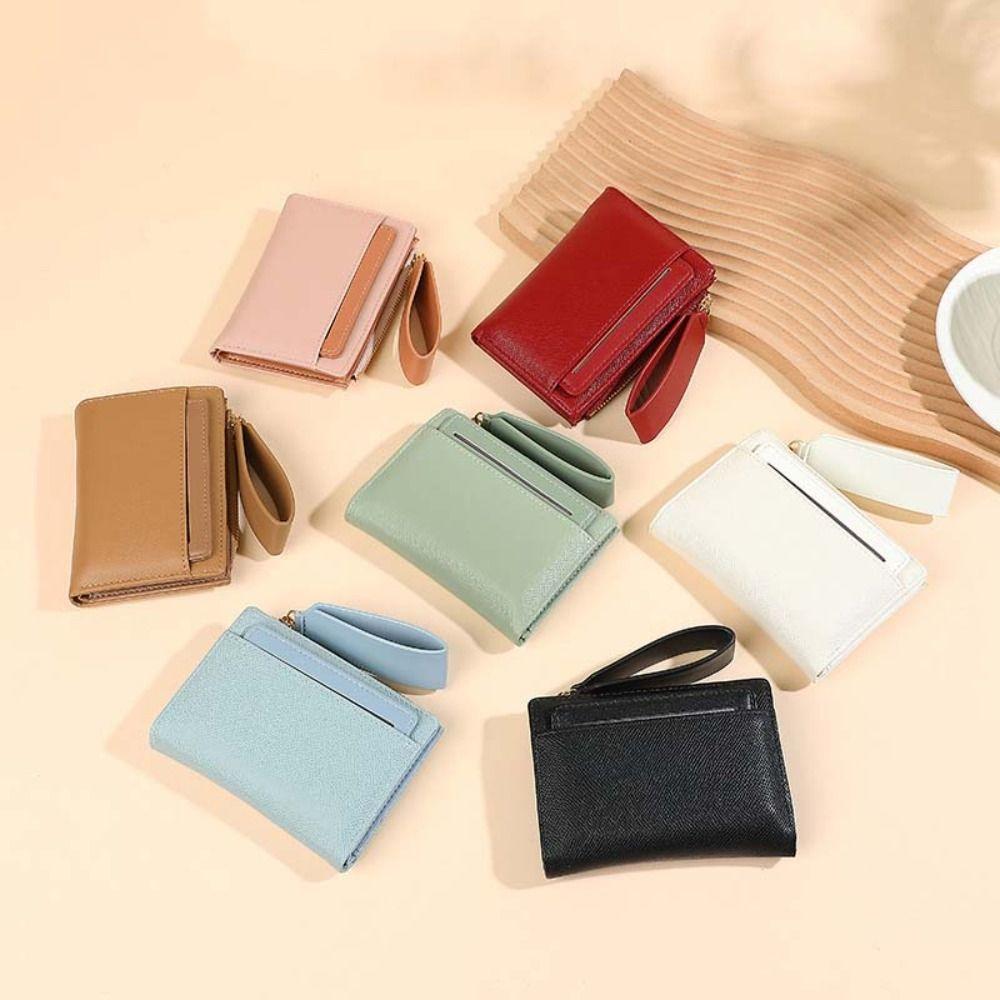 Multifunction Cash Purse Bag PU Leather Two-fold Short Wallets Pocket Purse Wallet  Women Men