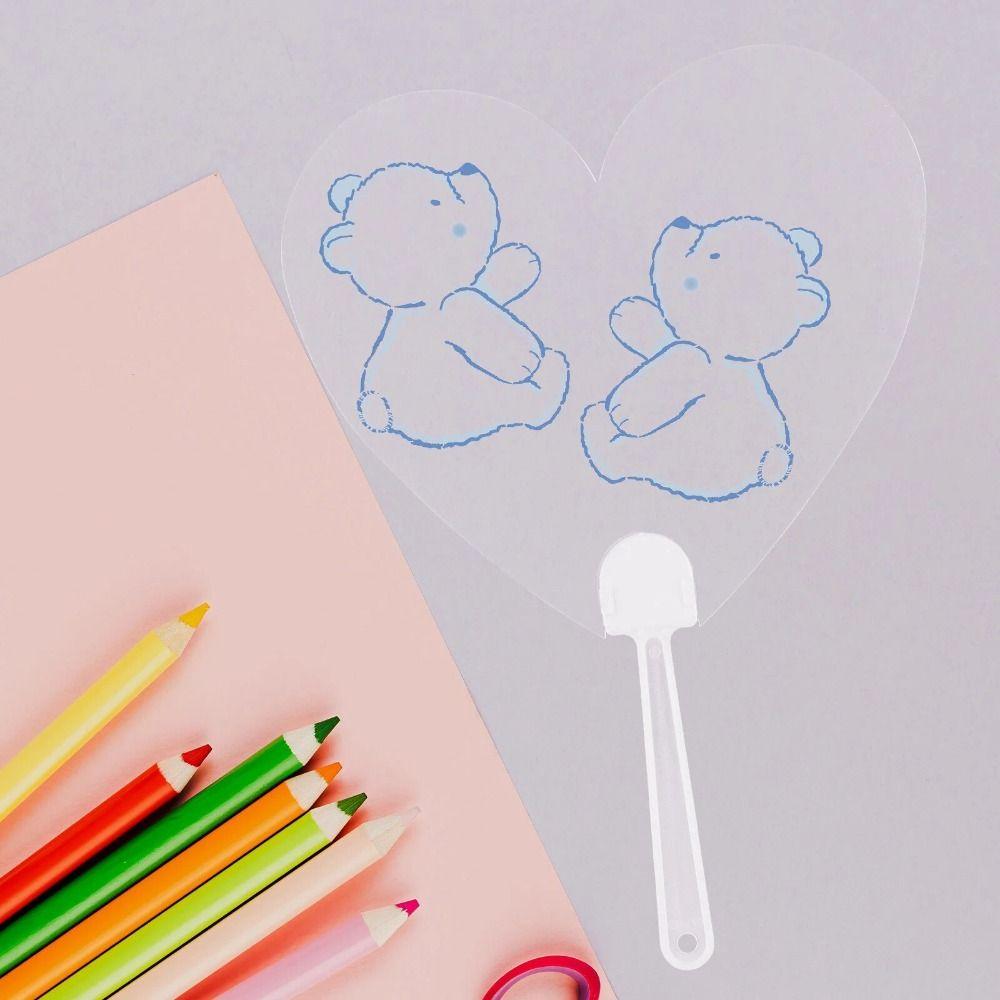 Round Transparent Fan Handheld Blank Painting Fans Multi-functional Handicrafts for Wedding