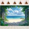 1 piece, beach themed background, tropical seaside scenery, suitable for indoor and outdoor decoration in various occasions