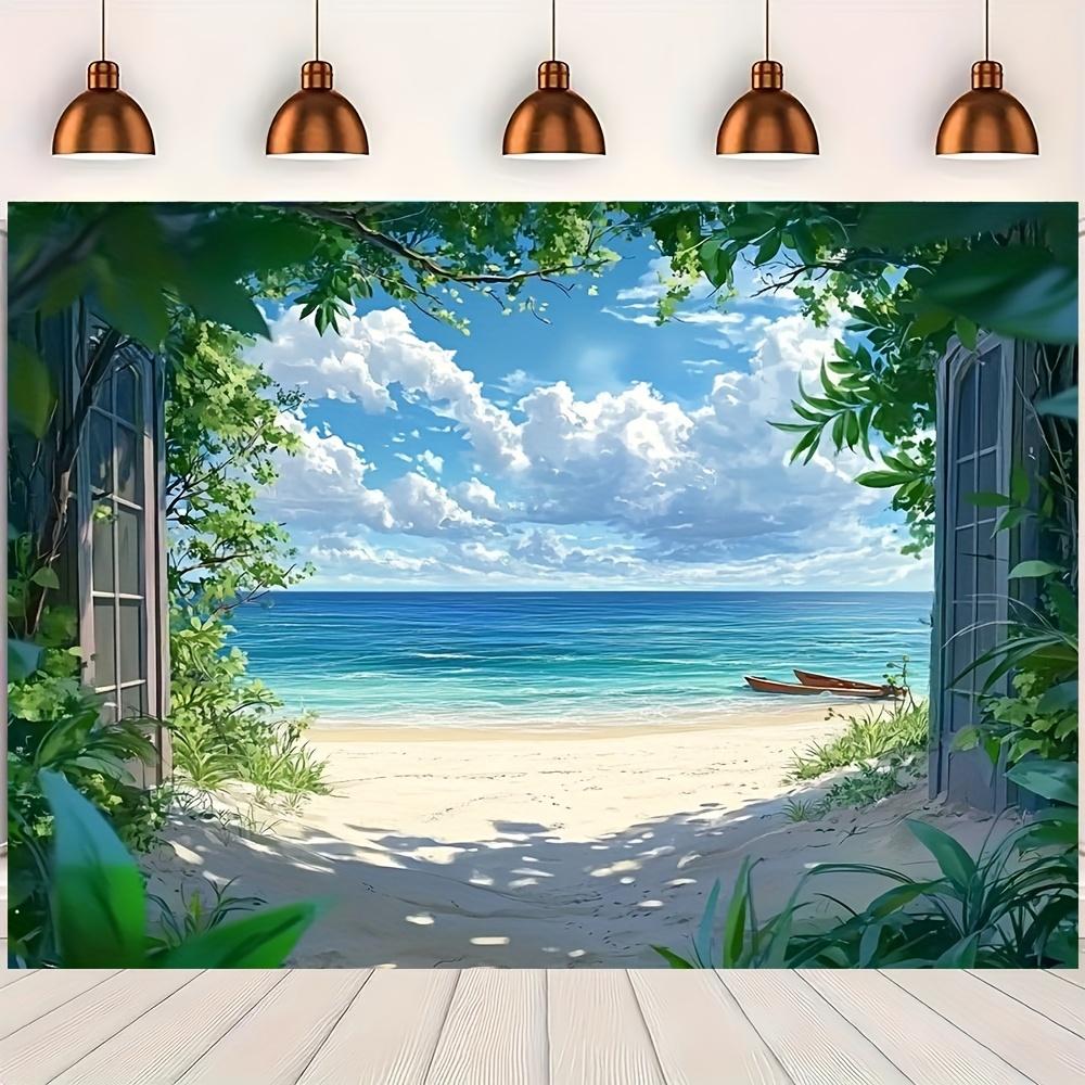 1 piece, beach themed background, tropical seaside scenery, suitable for indoor and outdoor decoration in various occasions