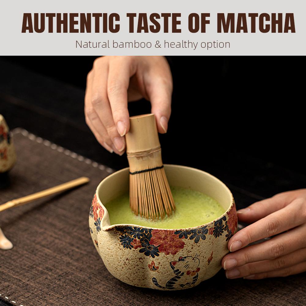 Japanese Matcha Set Flint red Matcha Making Set Whisk Teaspoon Ceramic Bowl Tranditional Tea Sets Matcha Bowl Tea Tools Gifts