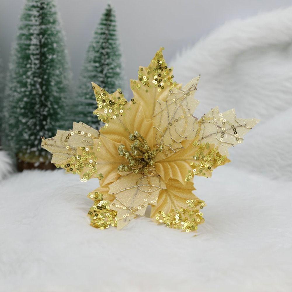 Artificial Fake Flower Colorful Christmas Tree Pendant Christmas Flowers  Navidad