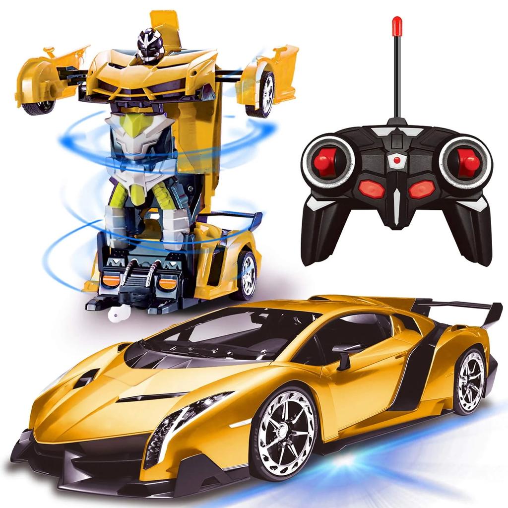 Remote Control Transform Car Robot Toy 2.4Ghz 1:18 Rechargeable 360°Rotating Stunt Race Car Toys for Kids Boys Girls Toy Gifts
