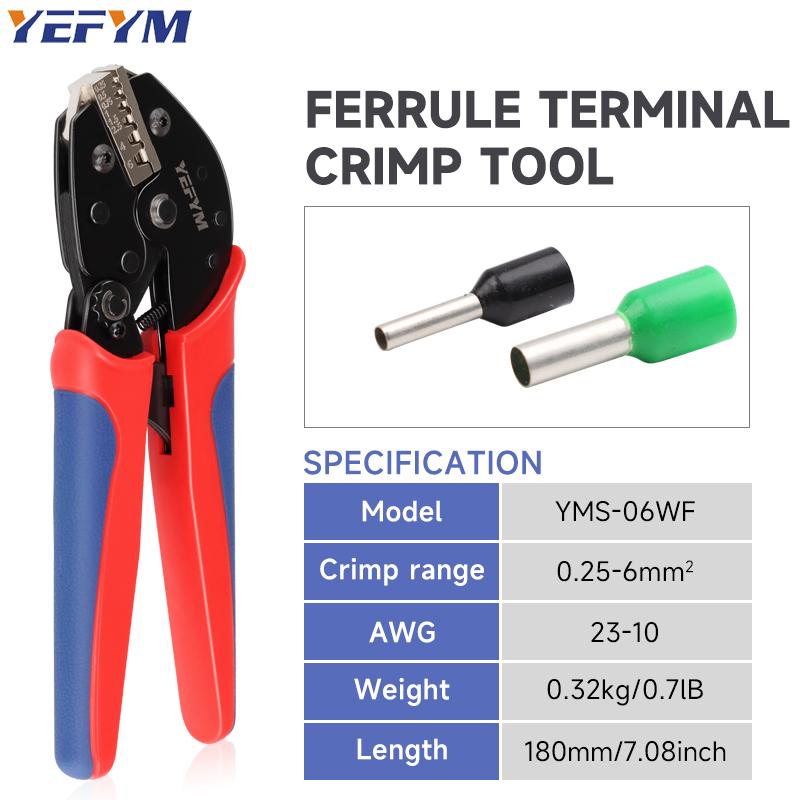 YMS-06WF Electrician Special Tubular/Pin Type Terminal Crimping Pliers 0.5-6mm² Cold-Pressed Wire Crimpers"
