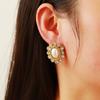 Ying Tai High Polish 18K Gold Stainless Steel Earrings with Faux Pearl and Zircon Studs