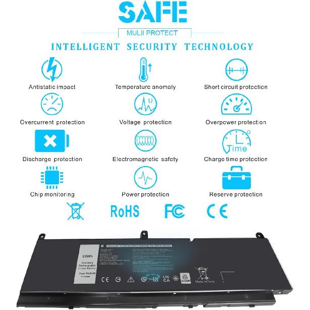 Emanjor 95Wh Type PKWVM 11.4V Laptop Battery Replacement for Dell Precision 7550 7560 7750 7760 P93F P93F001 P93F002 P44E P44E001 P44E002 453-BBCQ