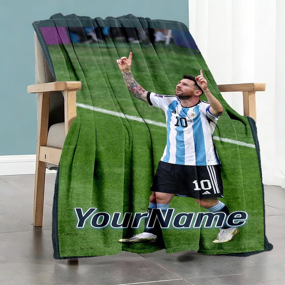 Messi 175 Customize Your Name Blanket Throw Personalized Blanket Warmthful Decor Suitable for Couch Nap Bed Sofa Four Seasons Universal