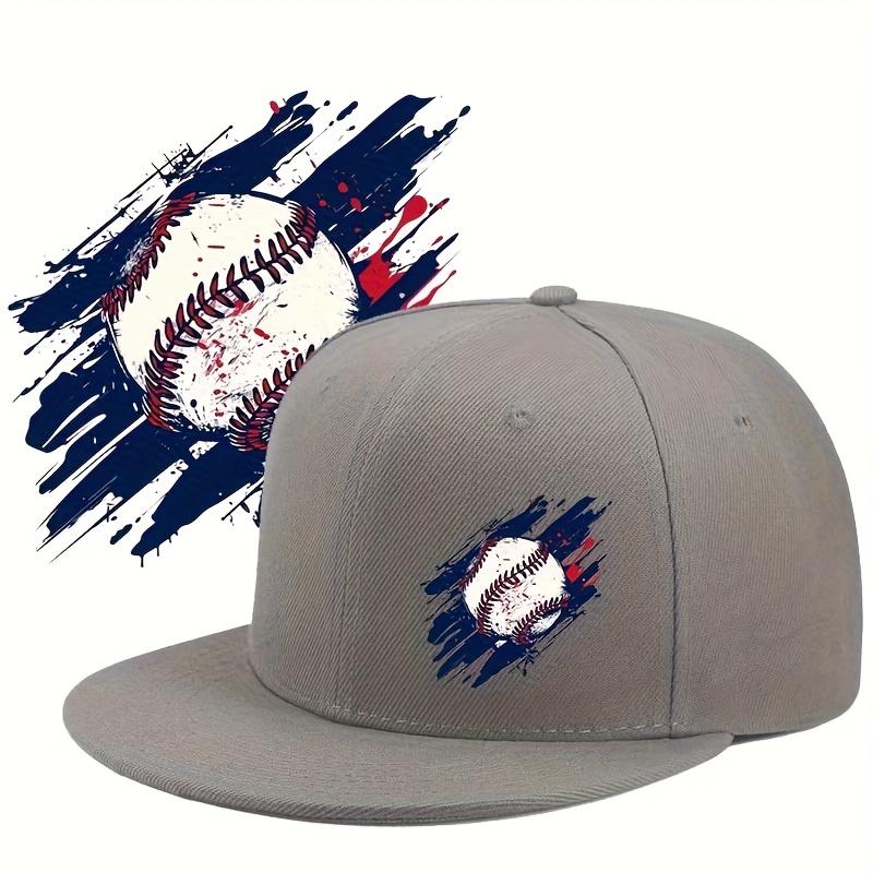 Baseball Grunge Splash Graphic Flat Brim Snapback Cap Adult Polyester Unisex Outdoor Casual Hat