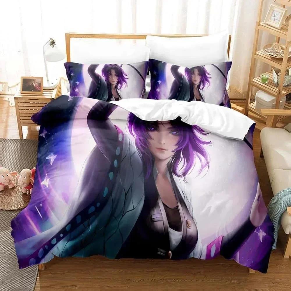 Comforter 3D Printed Anime Bed Sheet Demon Slayer Bedding Set Single Twin Full Queen King Size Bed Set Adult Kid Bedroom S