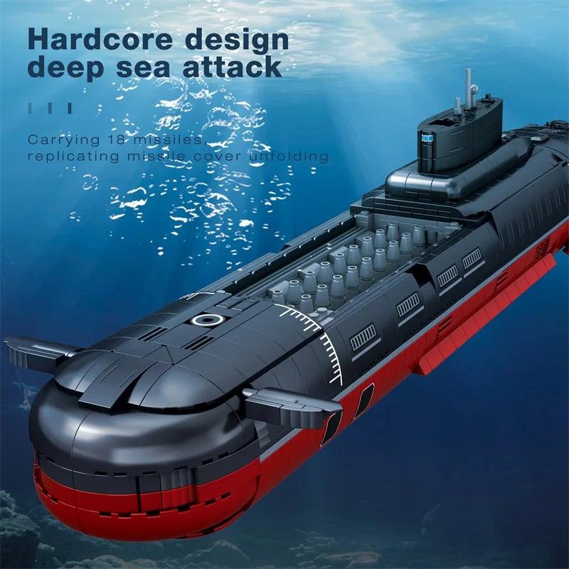 Non-Toxic 2895Pcs Typhoon Class Submarine Building Blocks 1:250 Scale Type 941 Shark Submarine Model Bricks Kids Educational Diy Toy Gifts