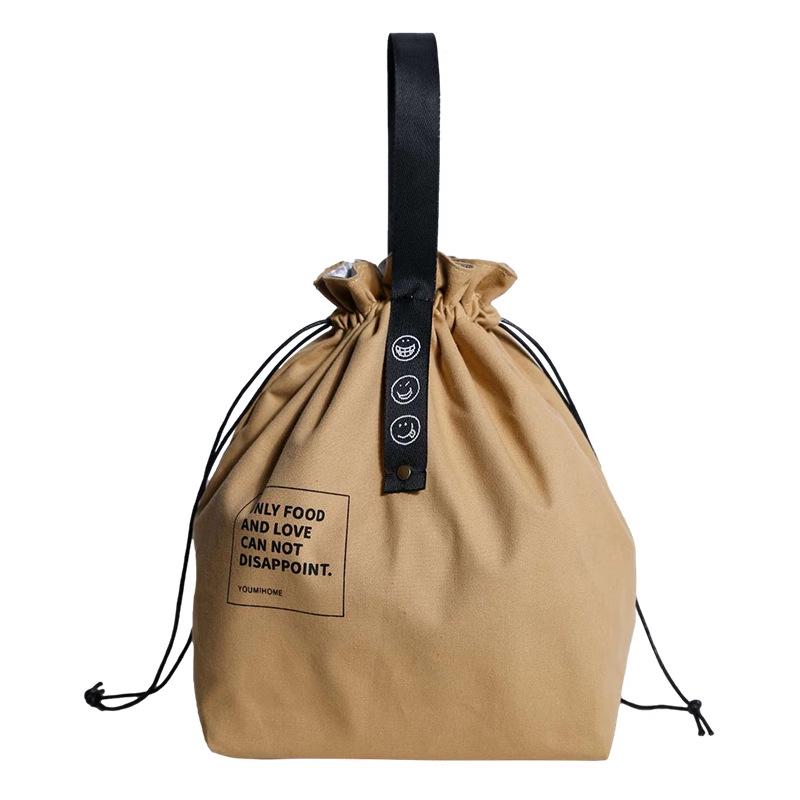 Nordische minimalistische isolierte Canvas-Bento-Tasche mit Kordelzug