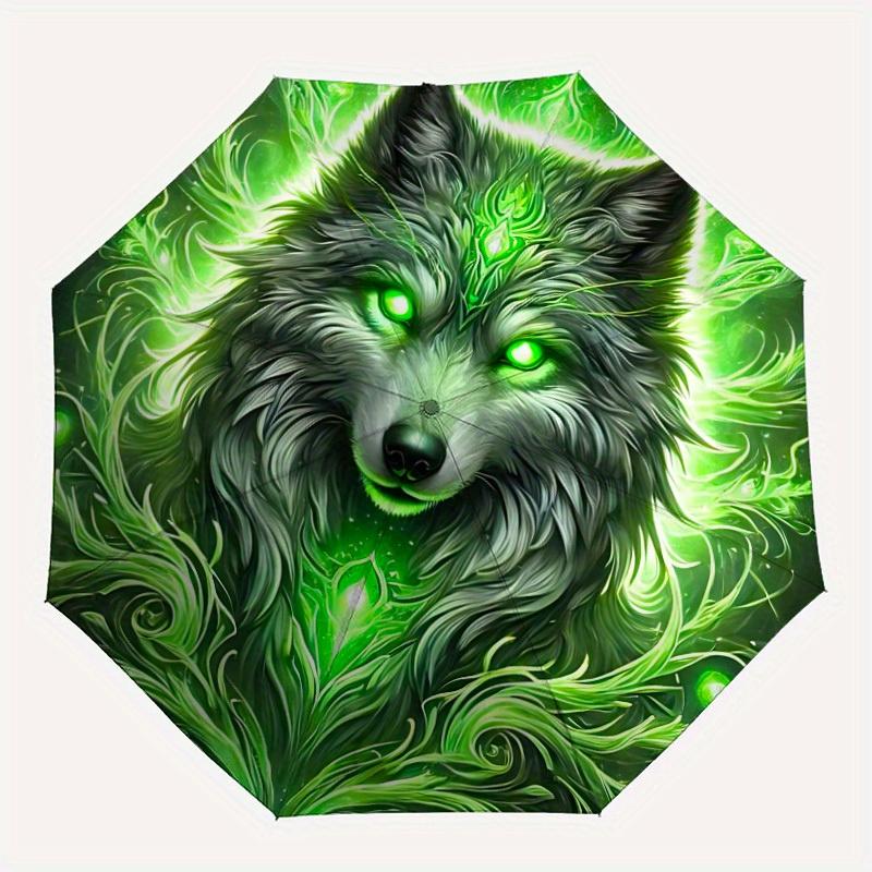 

1pc Wolf Spirit Automatic Open/close Folding Umbrella, Compact Portable Travel Umbrella,Durable Construction yy250814174
