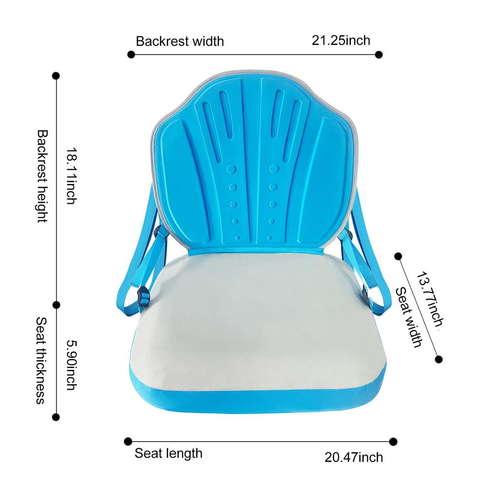 Universal PVC Inflatable Kayak Seat Boat Cushion with Back Support & Air Pump Adapter Kayak Accessory for Paddle Board Fishing