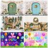 Mocsicka Easter Background Spring Flowers Meadow Eggs Rabbit Decoration Home Party Kid Photo  Studio Photography Props