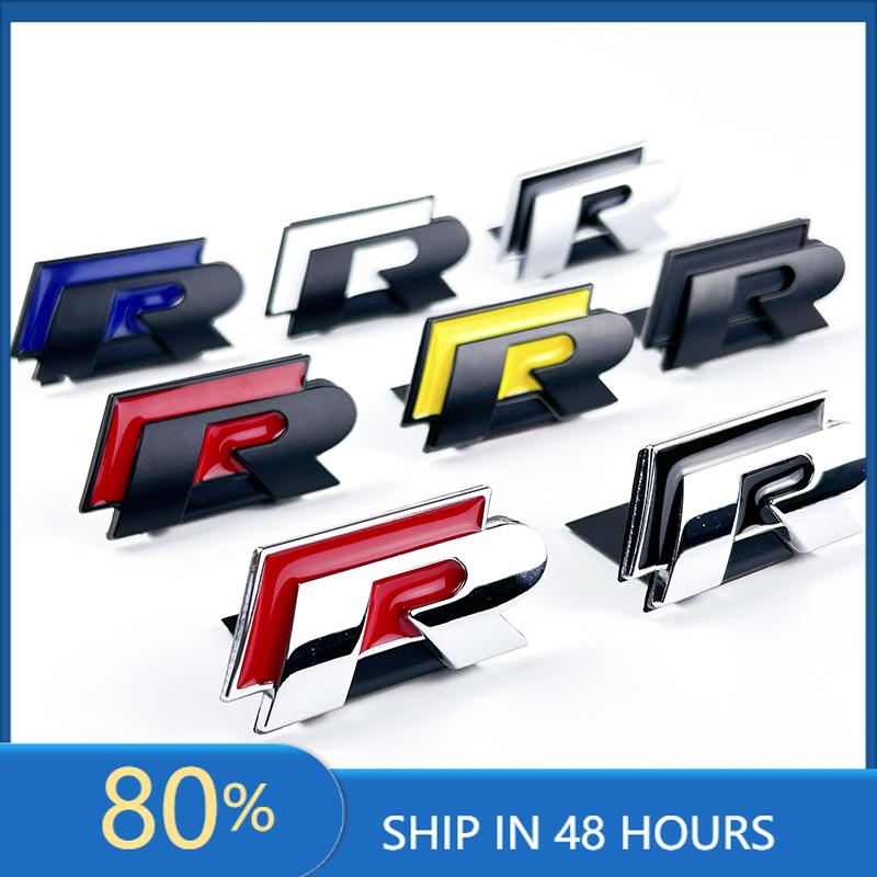 BSI1 For VOLKSWAGEN VW GTI 3D Metal R Badge Car Grill Emblem Stickers Decal For VW Volkswagen Jetta Bora Candy Golf Sagitar Magotan P