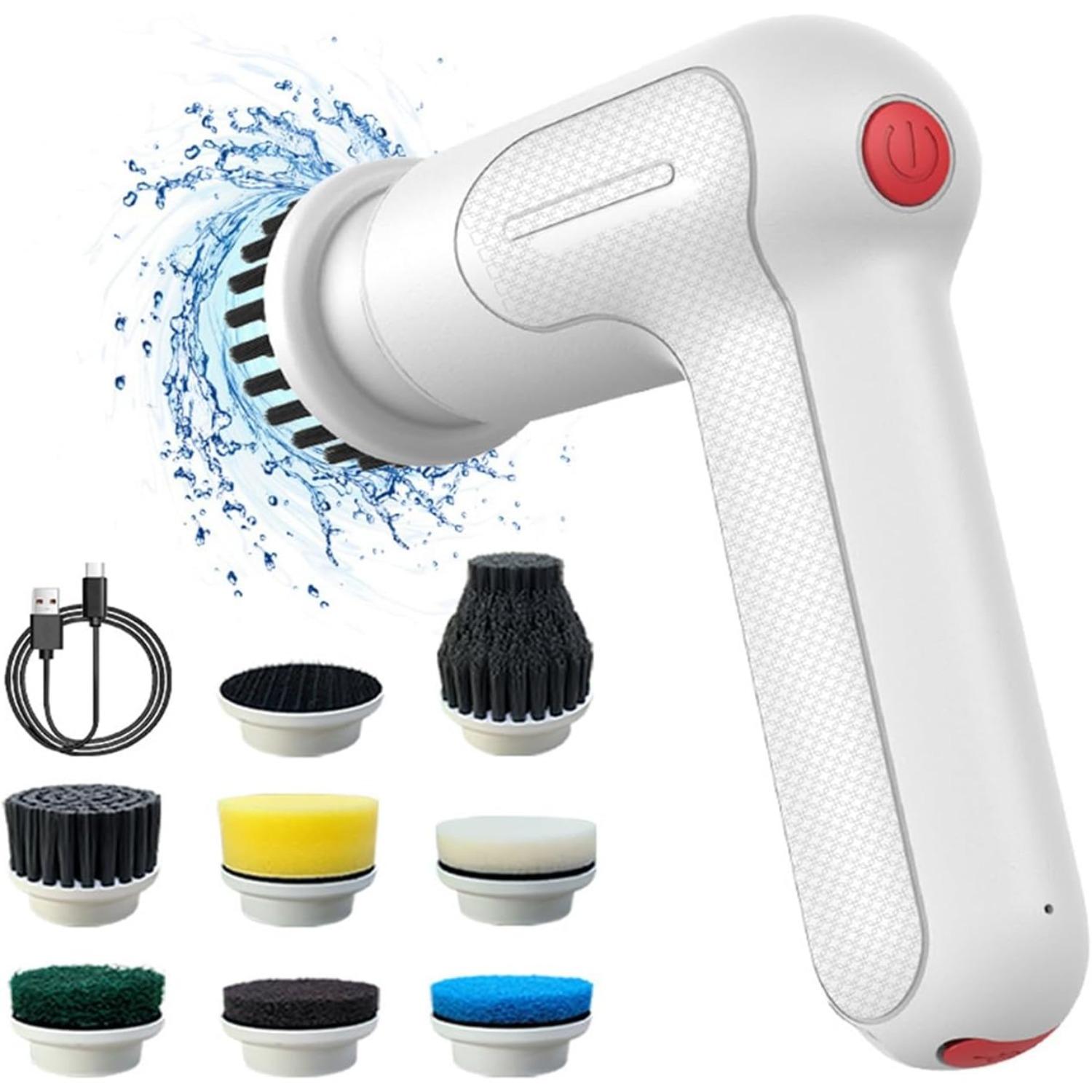 Electric Spin Scrubber, Cordless Cleaning Brush, Power Scrubber with 6 Replaceable Brush Heads and 2 Rotating Speed, Handheld Shower Scrubber