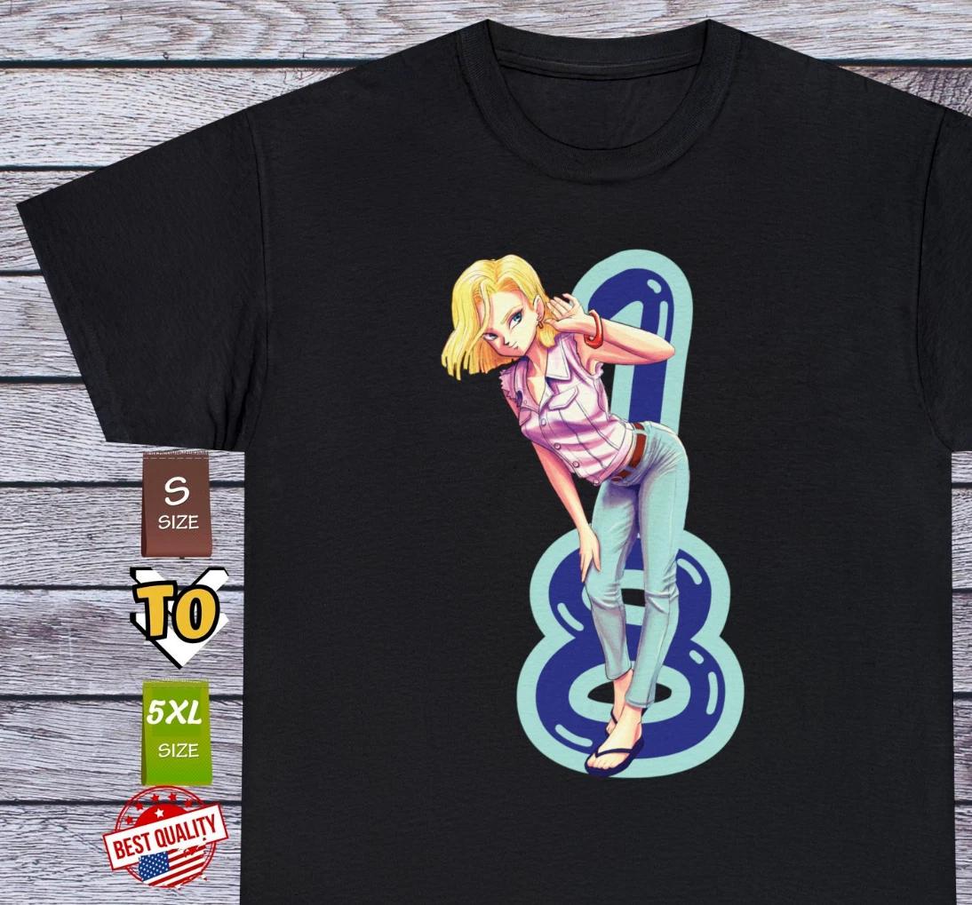 Android 18 Waifu Girl T Shirt Ecchi Cosplay 90s Anime Clothing Manga Japanese S