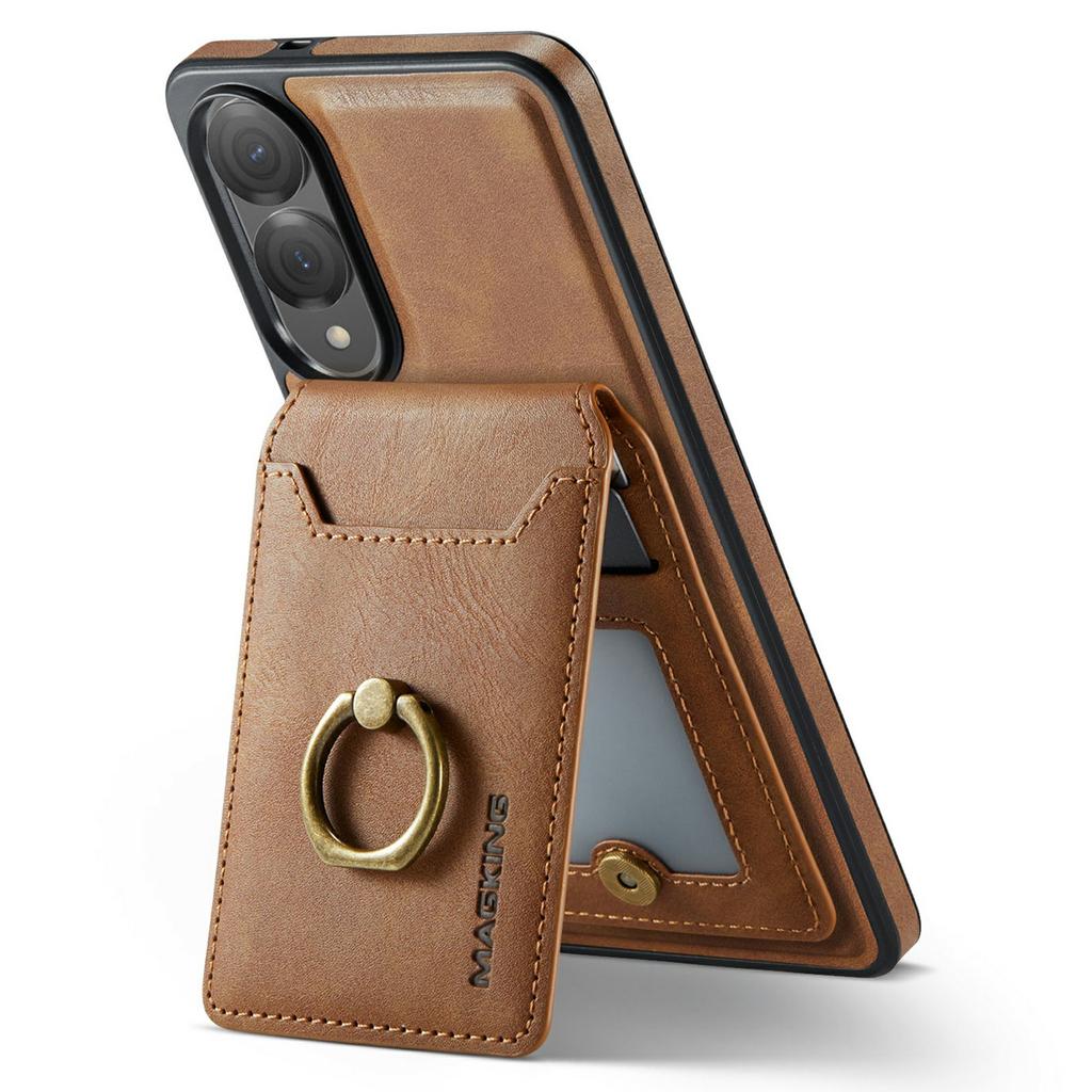 MAGKING K1 Series For Samsung Galaxy S25 Edge Magnetic Case PC + TPU + PU Phone Cover with Card Holder