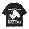2026 Horror Silent Hill Heavens Night Ausgewaschener Print T-Shirts Hip Hop T-Shirt Street Streetwear Unisex Kurzarm Oberteile Oversized T-Shirt