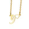 Fashion Initial Pendant Necklace For Women Letter Name Hollow Out Heart Charm Stainless Steel Gold Color Chain Jewelry Gift