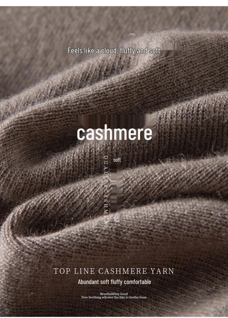 Velvet Seamless Slim-Fit Cashmere Sweater, Thin Knit, Half-High Neck, Skin-Friendly, Autumn/Winter Base Layer.