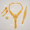 Tassel Gold Plated Large Necklace Set, Gold Earrings Bracelet Ring Necklace Wedding Dinner Ladies Accessories