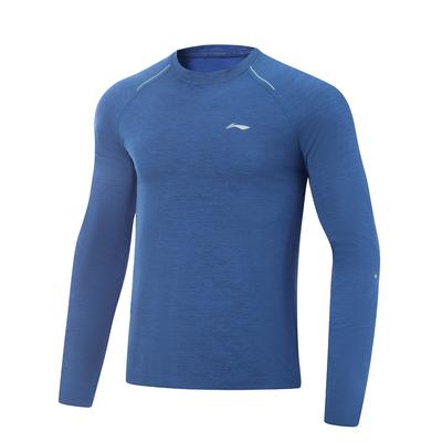 Li Ning Fitness Series Schlicht Vielseitig Bequem Lässig Rundhals Langarm T-Shirt Herren Tops Tiefmarineblau ATLV271-3