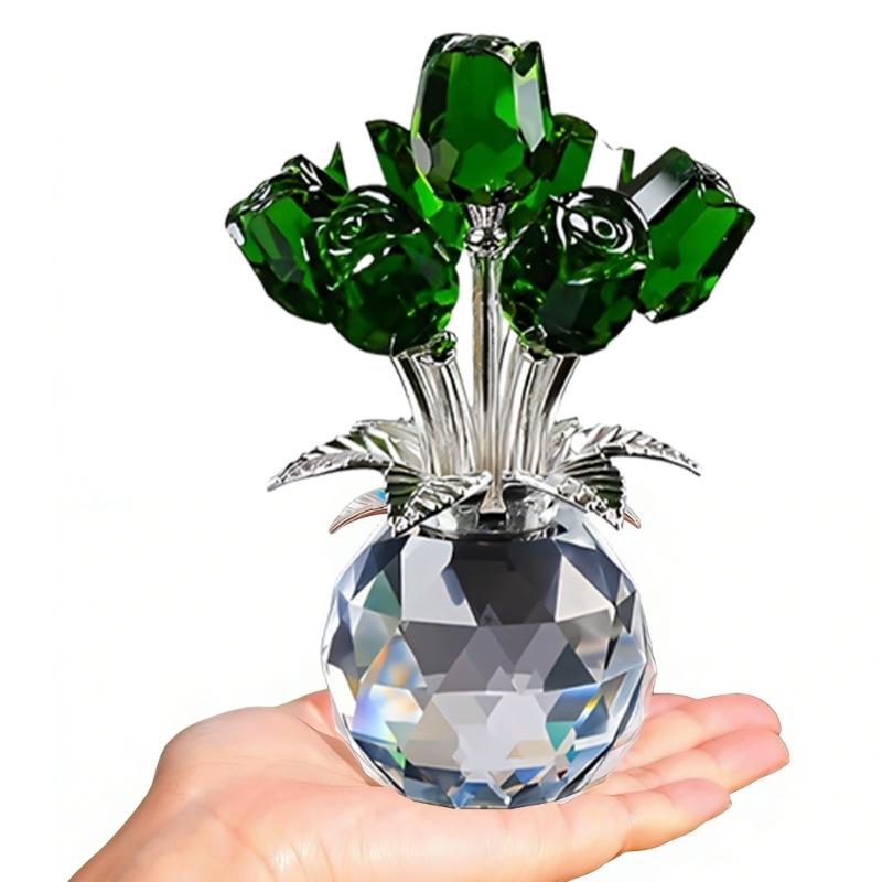Ornamento Figurine Rosa di Cristallo, Ornamento Bouquet di Cristallo Collezionabili Fiore di Rosa Fatto a Mano Regalo per Moglie Mamma Fidanzata