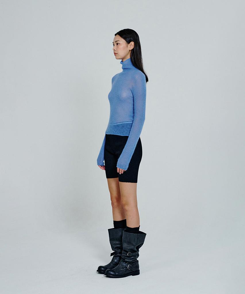 Deoaeteus Mohair Knit Turtleneck Pullover_Blue