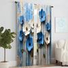 2 Stück, vielseitige transparente Polyestervorhänge zur Heimdekoration Pastoral Blau und Weiß Floral zur Verwendung in Schlafzimmern und