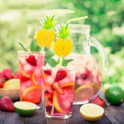 50 Pièces Pailles à Boire Ananas Pailles Ananas Pailles Tropicales Pailles à Cocktail Pailles Hawaïennes pour Fête Luau, Fête à la Piscine, Fournitures de Fête Hawaïenne