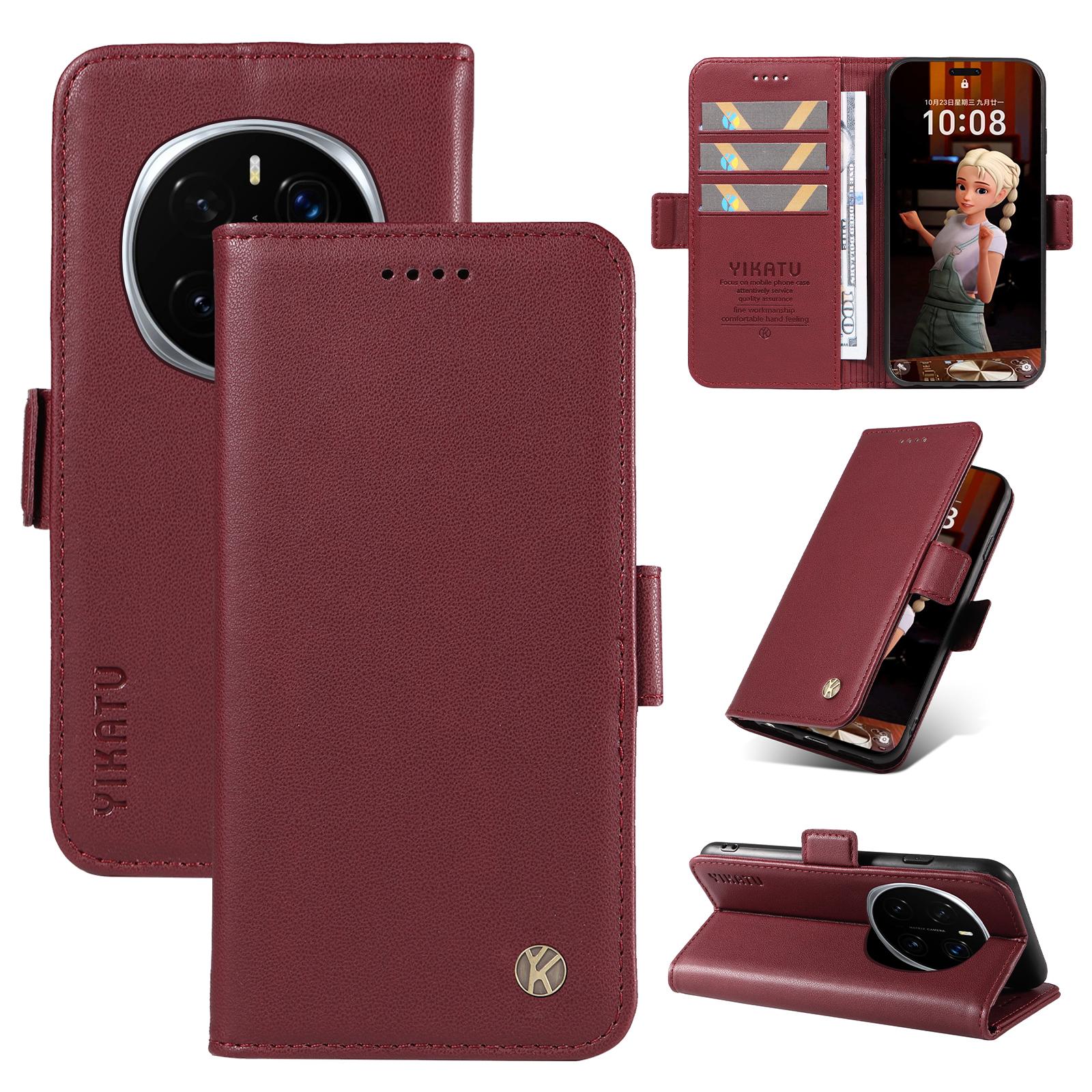 

Для Honor Magic7 Pro 5G Чохол-гаманець YIKATU YK-003 Шкіряна підставка-обкладинка Wine Red