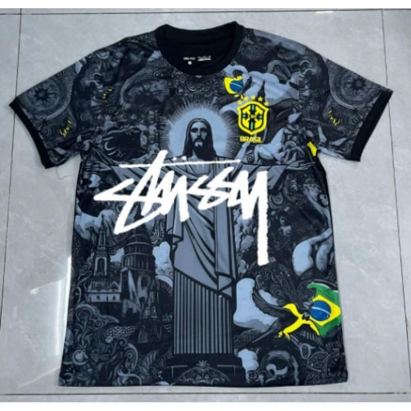 Maglia da Calcio Signature Stussy Retro Brasile Argentina Portogallo Maglia da Allenamento Calcio Uomo Donna Manica Corta
