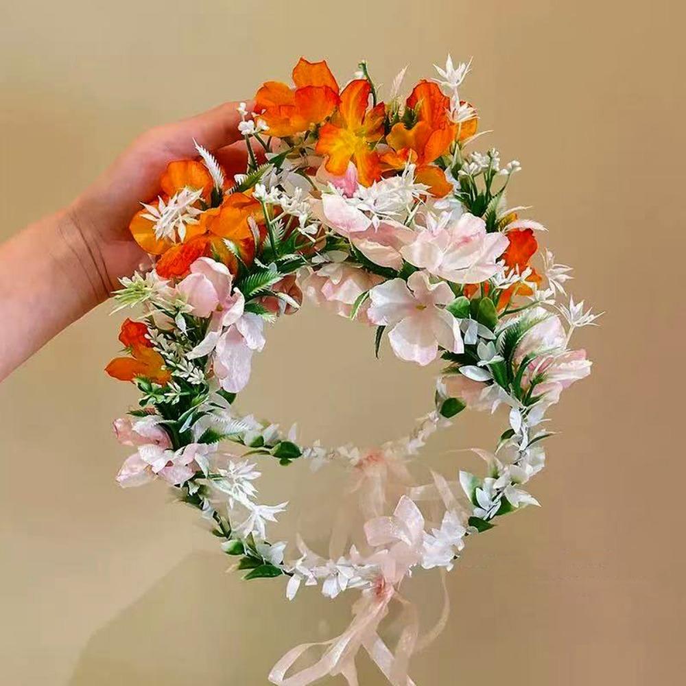 Mode Damen Hochzeits Blumen Stirnband Durchmesser 18cm Mehrere Stile Bohemia Blumenkranz Party Braut Girlande