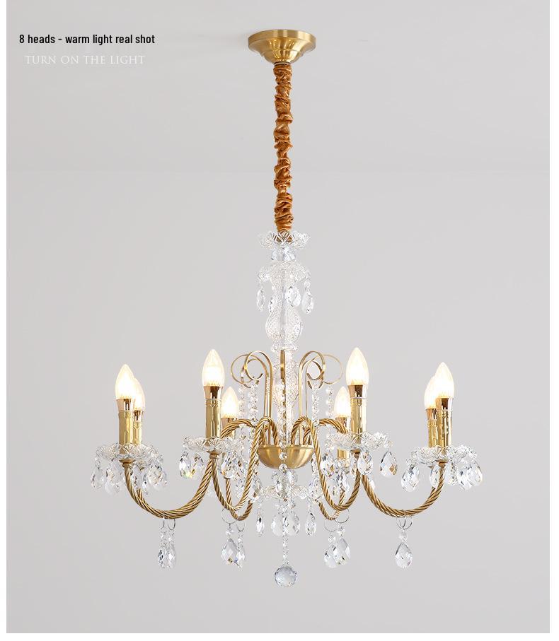 Nordic Wave Crystal Copper Chandelier for Dining Room, Bedroom, or Living Room