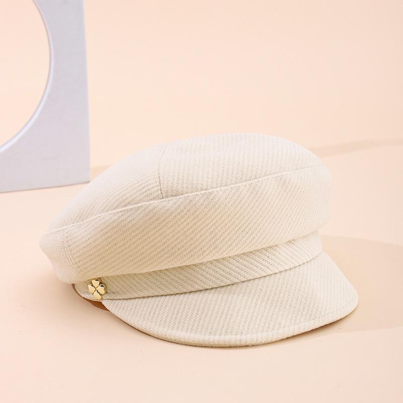 Autumn Winter Korean Style Flat Top Newsboy Cap For Women - Military Cap Casual Hat Warm Street Fashion Headwear Accessories