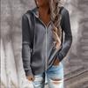 Langarm-Cardigan mit offener Vorderseite für Damen, lässiger Strick-Sweatshirt-Mantel mit Kapuze und Reißverschluss