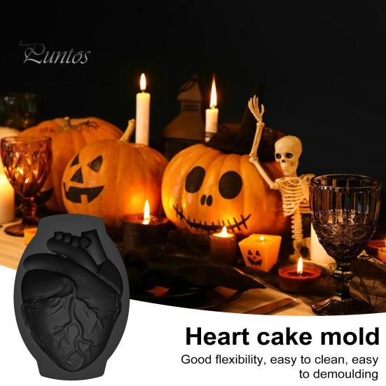 Halloween Silicone Cake Mold Realistic Human Heart Shape Reusable Easy To Clean DIY Baking Tools for Cookies Chocolates